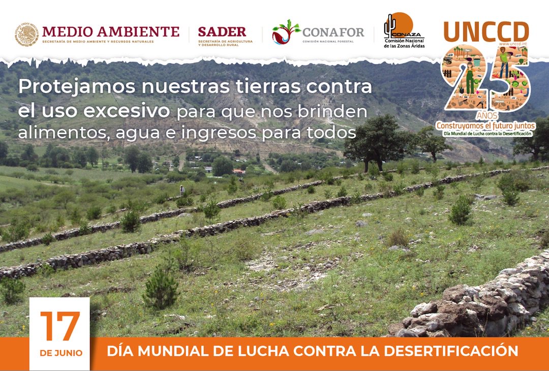CONAFOR's tweet photo. La degradación de la tierra causa más muerte ☠️⚰️y desplazamientos 🚶‍♀️🚶‍♂️que cualquier otro desastre natural ⛈️🌋.
En este Día Mundial de Lucha contra la #Desertificación valoremos el #suelo 🌎🌳💚 https://t.co/jYHZkjd1Gu