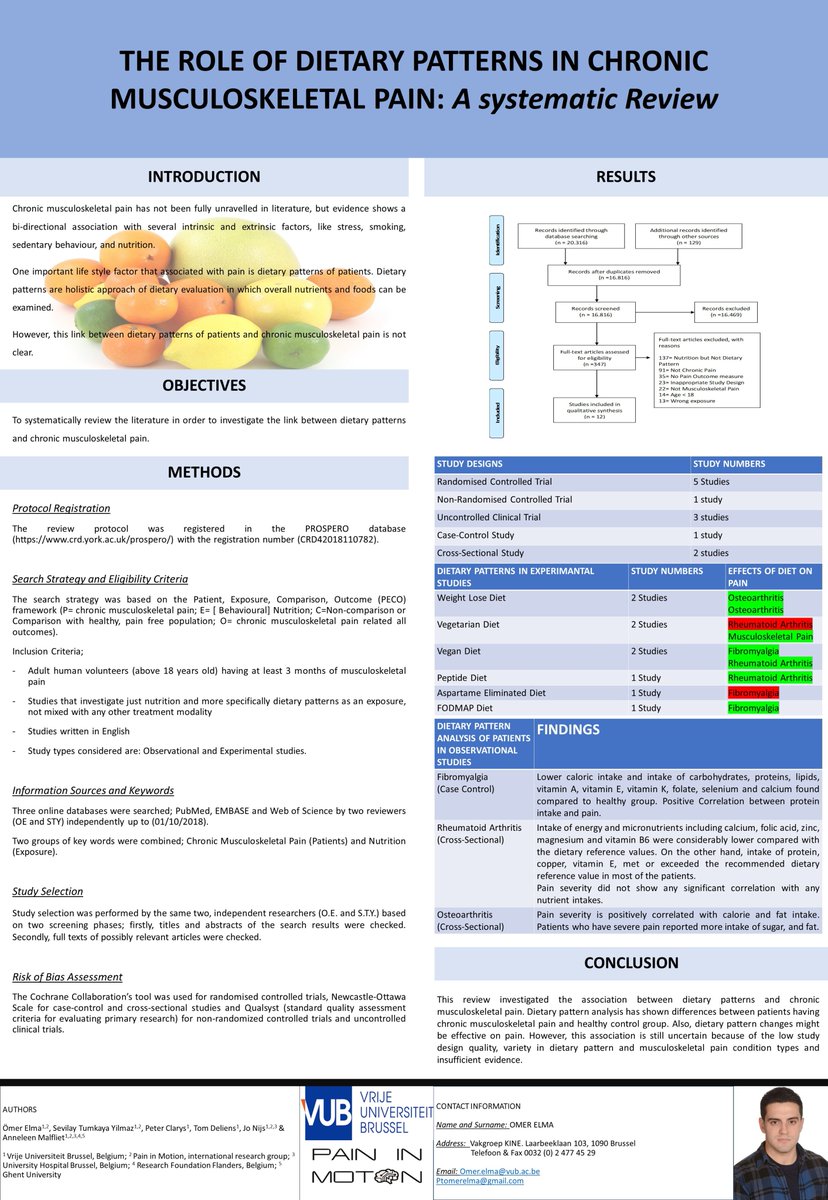 PaininMotion's tweet photo. Want to know more about our new nutrition research line? The following posters were presented at #PSiM19! #nutrition #chronicpain #research #PhDresearch https://t.co/a9nI1A9OGP