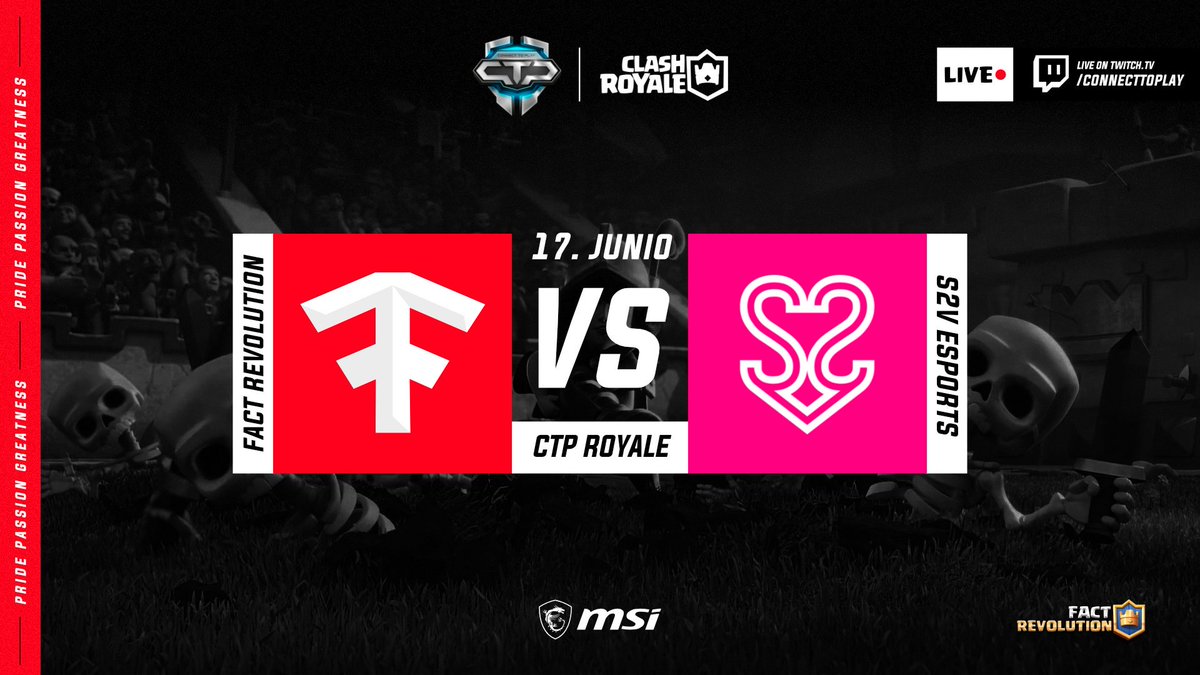 FactRevES's tweet photo. Buenas tardes, hoy los chicos de #FACTCLASH juegan @CTPRoyale vs @S2Vesports a las 21:00, en un partido crucial para despegarnos de los puestos de descenso. #VAMOSFACT https://t.co/NWkwTzZZuP