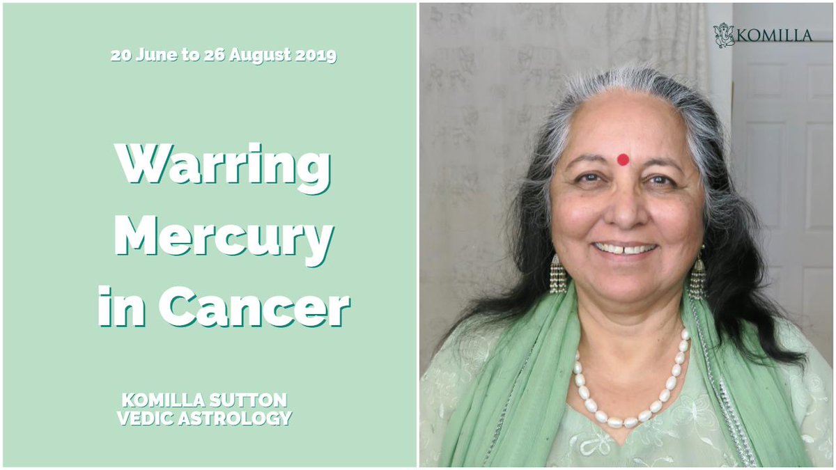 KomillaSutton's tweet photo. Warring Mercury in Cancer: 20 June to 26 August 2019
#Mercury transit is long and fraught with many challenges. It will have two #PlanetaryWars with #Mars and #Venus, be #combust by the #Sun, cross #Cancer #Leo #Gandanta. Watch https://t.co/BdZ2IYiO66 https://t.co/Zsf8EClifP