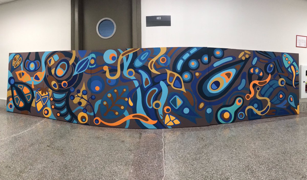 KrisFlattery's tweet photo. Part of the mural for the Active Living Centre on @umanitoba is completed ✊🏾 #umanitoba #umindigenous #umstudent #treaty1 #indigenous #art #artist #painting #paint #mural #winnipeg #manitoba https://t.co/0AK3kOBwbx
