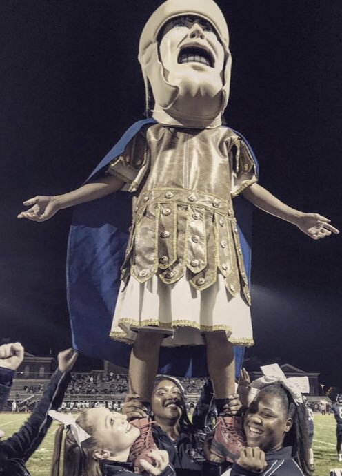 Trojan Man <a href="/joneiloister/">joneiloister</a>™️ stunting with the PHS cheerleaders! Thank you for picking up gigs last football season when no one else was around! Much appreciated!