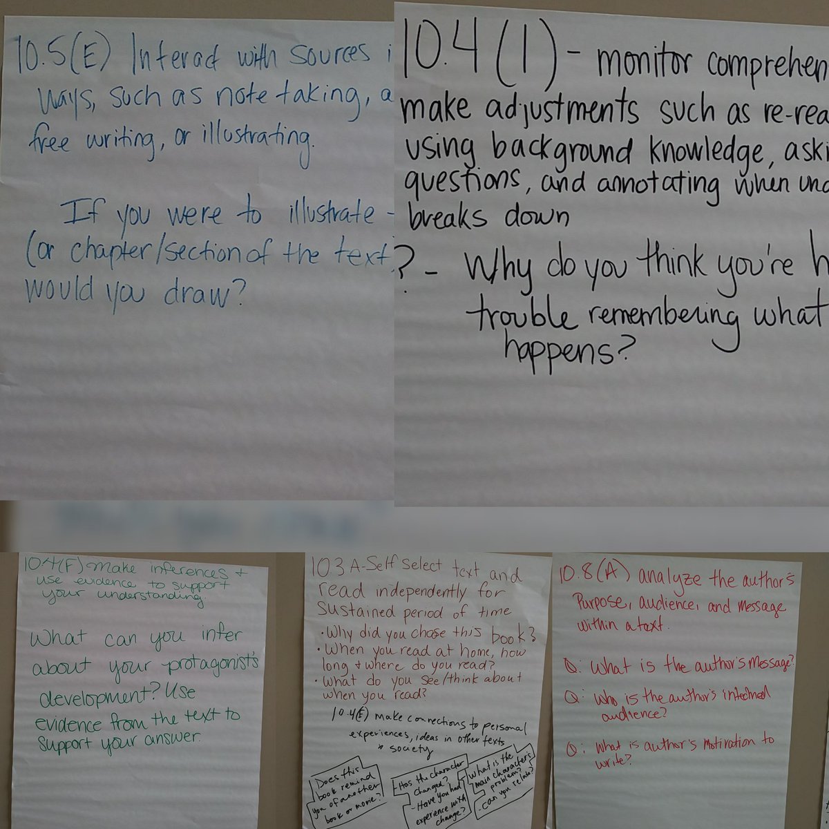 Teachers created Reading Conferencing Questions for specific ELA TEKS (new TEKS) in Establishing an Independent Reading Routine with <a href="/rebeccalriggs/">Rebecca Riggs</a> at the Secondary ELA #LiteracyCrossroad2019 Conference.