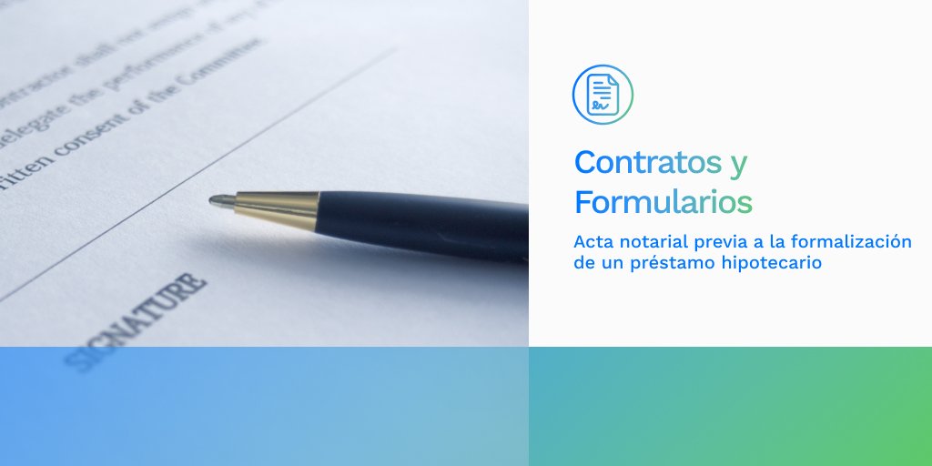 vlex_es's tweet photo. Acta notarial previa a la formalización de un préstamo hipotecario sobre inmueble residencial. Contenido actualizado por las Instrucciones de 14 de junio de la Dirección General de Registros y del Notariado. https://t.co/yXEs9szO1O #ContratosYFormularios #LeyHipotecaria https://t.co/EELO8XkSEk