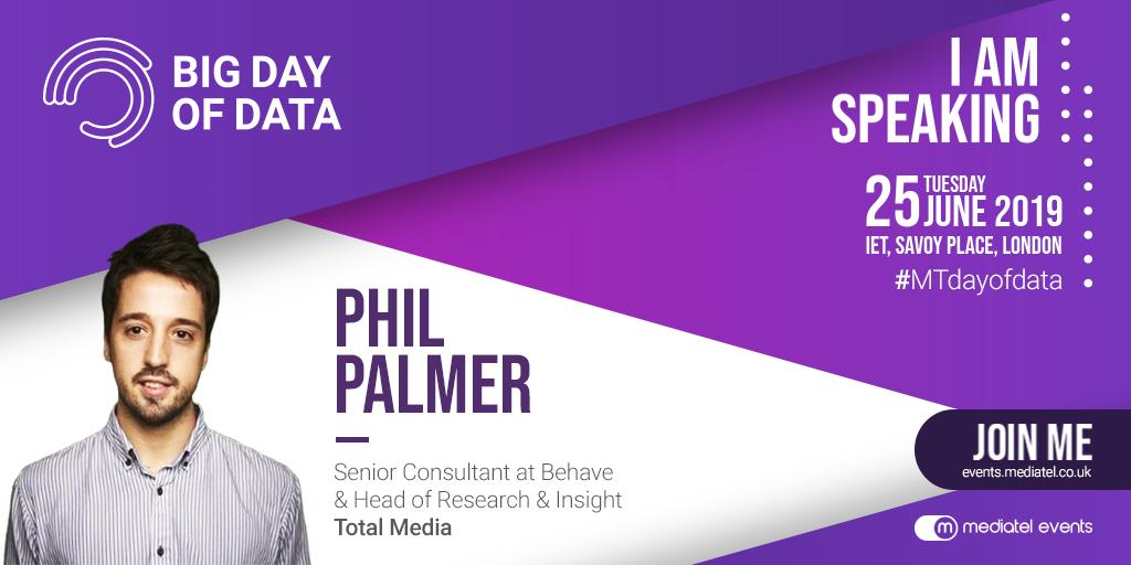 TotalMediaUK's tweet photo. Look out for our Head of Research & Insight, Phill Palmer who will be speaking at @MediatelNews #BigDayOfData π§ https://t.co/3U2AqD7h1m