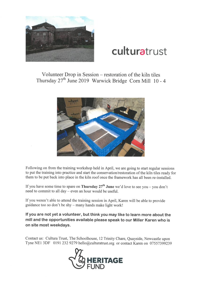 culturatrust's tweet photo. next week we're holding a drop in session at Warwick Bridge to start restoring our kiln tiles, if you have an hour or more to spare we'd love to see you. Just let us know you're coming along.  @hlfNorthWest https://t.co/yOAwNupPBi
