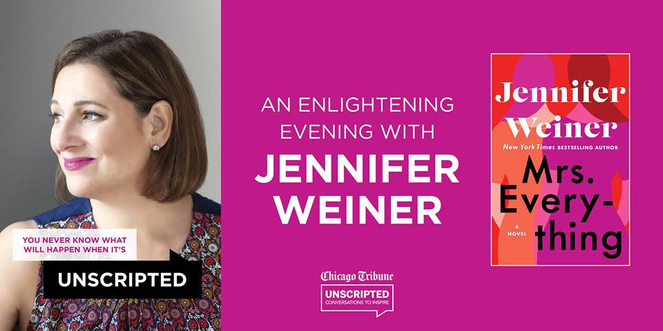 CandidCandace's tweet image. UNSCRIPTED: An Intimate Conversation with @RealNYT bestselling author @jenniferweiner conducted by @chicagotribune &apos;s @HeidiStevens13 will be held Thurs., June 20 at @VenueSix10 ! (Tix/info here: bit.ly/2XU5A9N) #unscriptedseries  #mrseverything #dontmissit