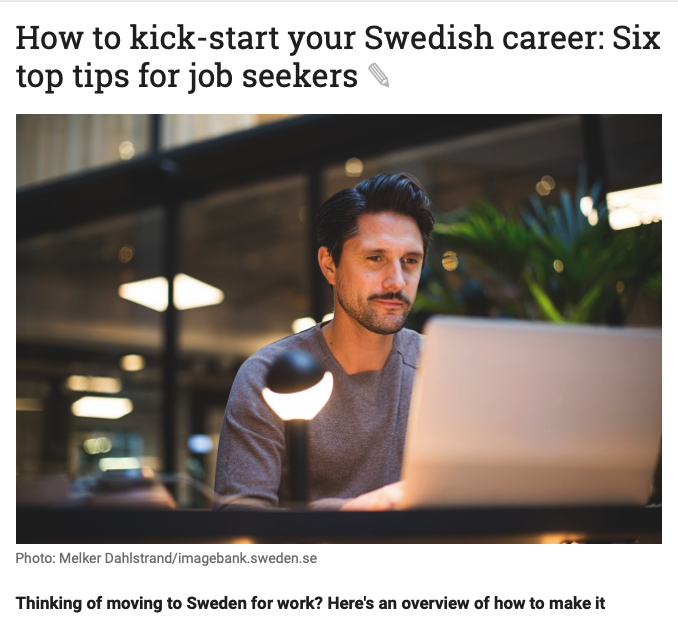 Bor du eller funderar du på att flytta till Sverige för att arbeta? Då borde du läsa den här artikeln med 6 tips till arbetssökande! 😄👍#swedsihlabormarket #career #integration thelocal.se/20190605/how-t…