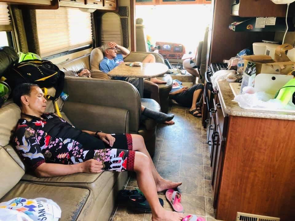 TeamSuperMarrow's tweet photo. How we sleep when we are racing across #America! Follow us now on @BingeNetworks https://t.co/9OJt5kD31A! #binge #bingetv #TeamSuperMarrow #AADP #AsianAmericanDonorProgram https://t.co/Jh9yrK08XQ