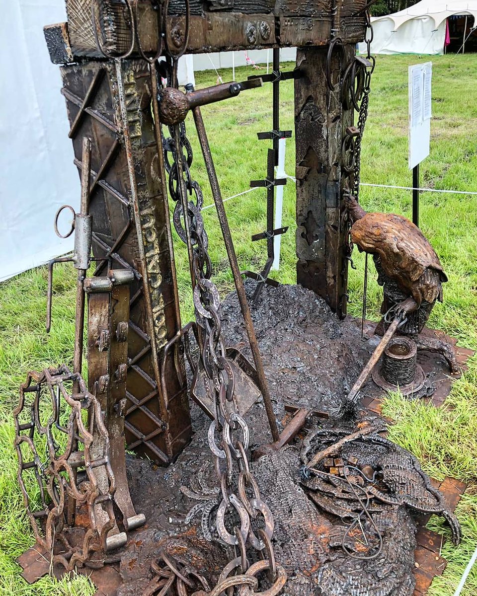 200Kingsley's tweet photo. The Chimney Sweep: Sculpture commission for Kingsley's 200th. Eversley artist, Jim Poolman. Fireplace: beams reclaimed from barges. Young sweep supports himself, retches onto mound of loose soot. Scrap steel, horseshoes &amp; bits from Hampshire farms. Insta: https://t.co/iukamVliXa https://t.co/eL6sLI0d9O