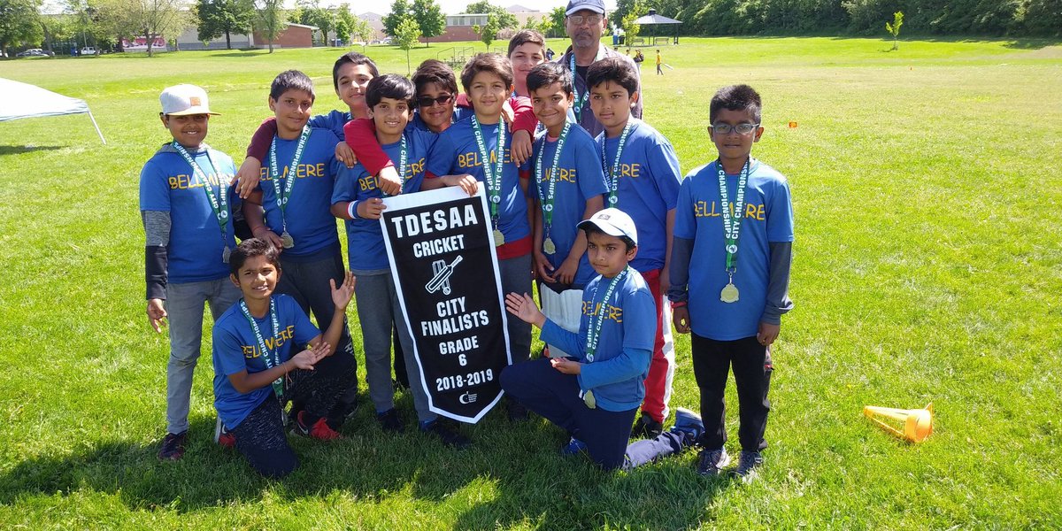 TDESAA_TDSB's tweet photo. Congratulations to @TDSB TDESAA City Cricket Gr 6 Champions - @wilkinsonpsorg and Finalists - @BellmereJPS on some amazing cricket play today.  Best wishes also to Bellmere's Mr. Khan on his upcoming retirement and our thanks for supporting the growth of Elementary Cricket! https://t.co/Lqol9Nfjuf