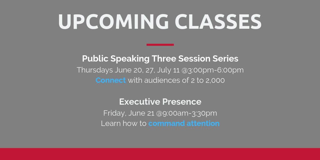 ArticulateRC's tweet photo. There is still time to register for our upcoming classes. You won't want to miss these!

Register for Public Speaking here: https://t.co/Ld4UWX9QwS 

Register for Executive Presence here: https://t.co/XNPnZjqocP https://t.co/AF6Vg7KNjV