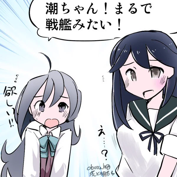 #艦これ版深夜の真剣お絵描き60分一本勝負
#艦これ版真剣お絵描き60分一本勝負_20190617
清霜と戦艦潮! 