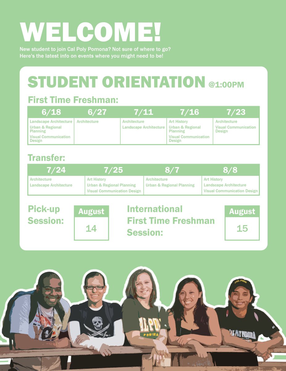 cppenv's tweet photo. Welcome, new ENV Broncos! Summer orientation is in full swing starting tomorrow. We're with you as you take your first steps to #designthefuture at #cppenv https://t.co/4MWduCMH7E