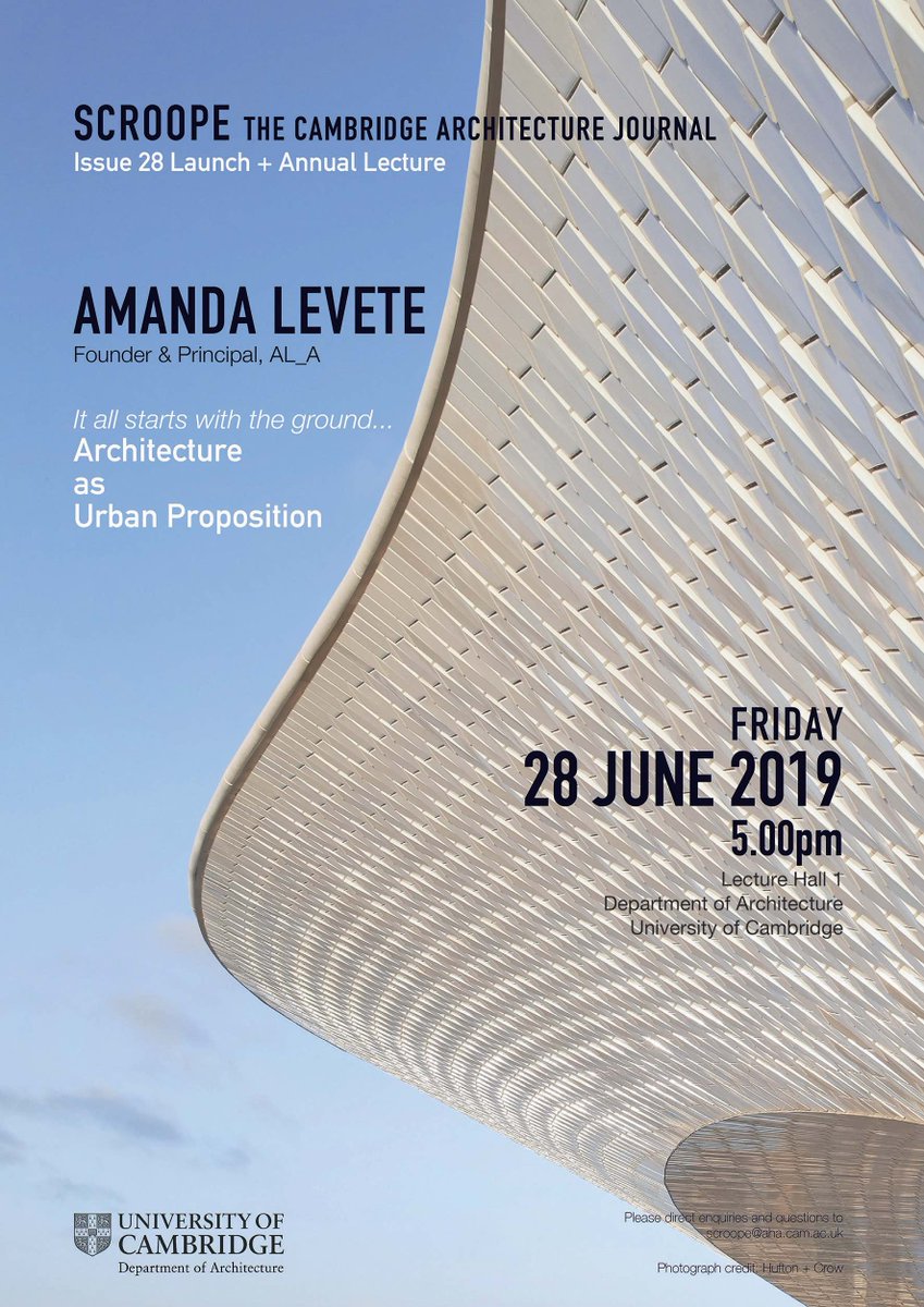 Scroope Journal (@scroopejournal) on Twitter photo Join us for the Third Annual Scroope Lecture, by Amanda Levete, 28 June 2019 <a href="/arch_cambridge/">Arch Cambridge</a> Department of Architecture, University of Cambridge! Join us for the Third Annual Scroope Lecture, by Amanda Levete, 28 June 2019 <a href="/arch_cambridge/">Arch Cambridge</a> Department of Architecture, University of Cambridge!