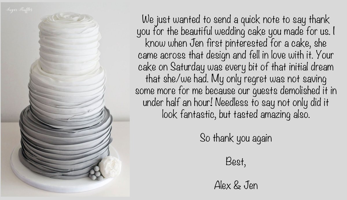 Sugar Ruffles (@sugarruffles) on Twitter photo It was so lovely to receive this feedback from Alex and Jen about their recent Sugar Ruffles wedding cake at <a href="/Silverholme/">Silverholme</a>, Graythwaite Estate! It was so lovely to receive this feedback from Alex and Jen about their recent Sugar Ruffles wedding cake at <a href="/Silverholme/">Silverholme</a>, Graythwaite Estate!