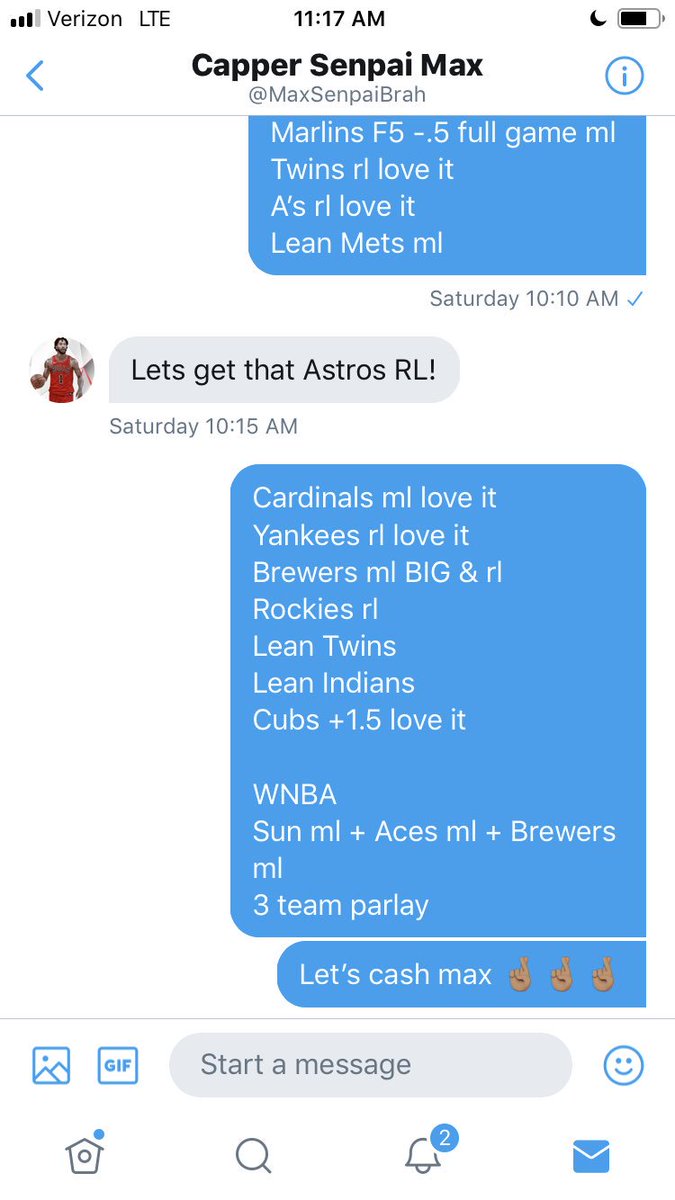 JayMoneyIsMoney's tweet photo. Dam good day yesterday 5-1
Cards🤑🤑
Yanks rl🤑🤑🤑
Brewers BIG🤑🤑🤑🤑 rl🤑🤑🤑
Rockies🤦🏽‍♂️🖕🏽🖕🏽up 13-10 top 9th
Cubs +1.5🤑🤑
Sun ml + Aces ml + Brewers parlay
🤑🤑🤑🤑🤑

Get on my team and eat with me!
#JayMoneyIsMoney

Back on a heater
#BandUp
#HateOnThat
#PositiveVibes https://t.co/VcXBaRzaIL