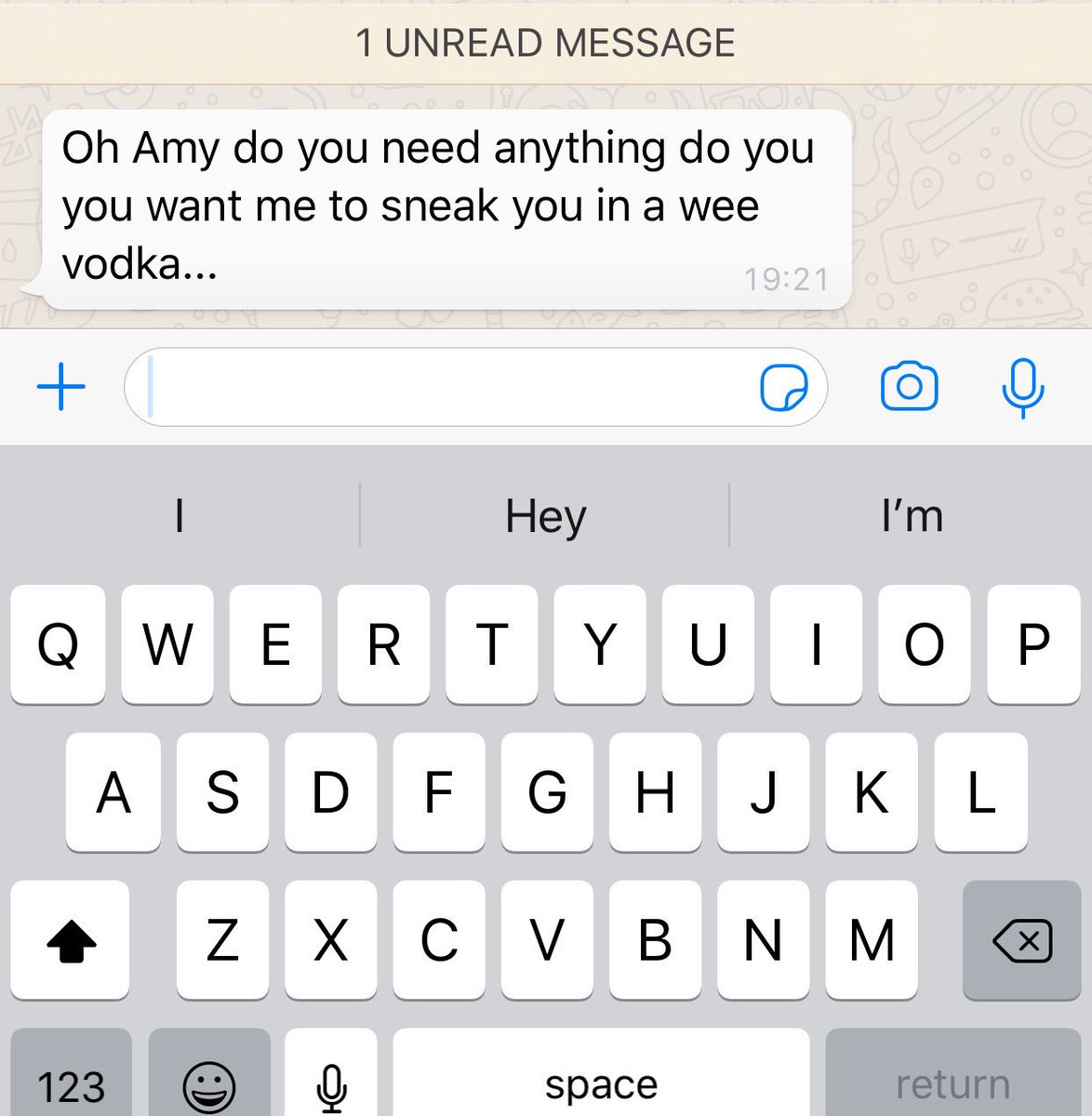 Even in hospital since Thursday was suppose to get out today now doesn’t look like it and @pulse_breakfast  has the best ideas #sneakinthevodka