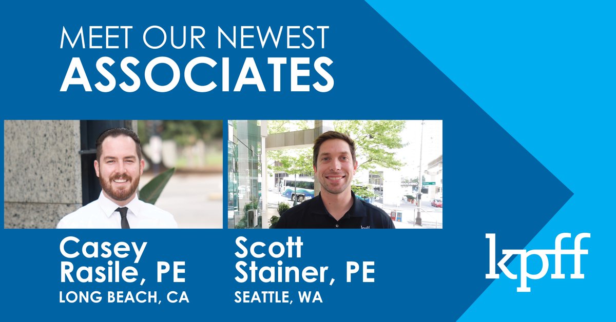KPFF_SPD's tweet photo. Join us in congratulating our newest associates, Casey Rasile and Scott Stainer. In recognition of their development as leaders and their ongoing commitment to client service, they have earned this acknowledgement as integral members of the #KPFF SPD Team. #Engineers #Leaders https://t.co/7IydIQcBXc