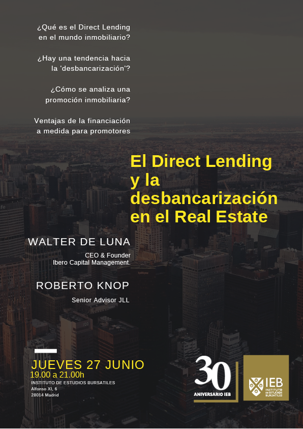 El mundo inmobiliario vive una 'desbancarización' ¿Cuáles son las consecuencias de este proceso?

Descúbrelo de la mano de: 
👤 Walter De Luna (Ibero Capital Management) 
👤 @rkm4457 (<a href="/JLL/">JLL</a>)

👉 bit.ly/2EUZjDs