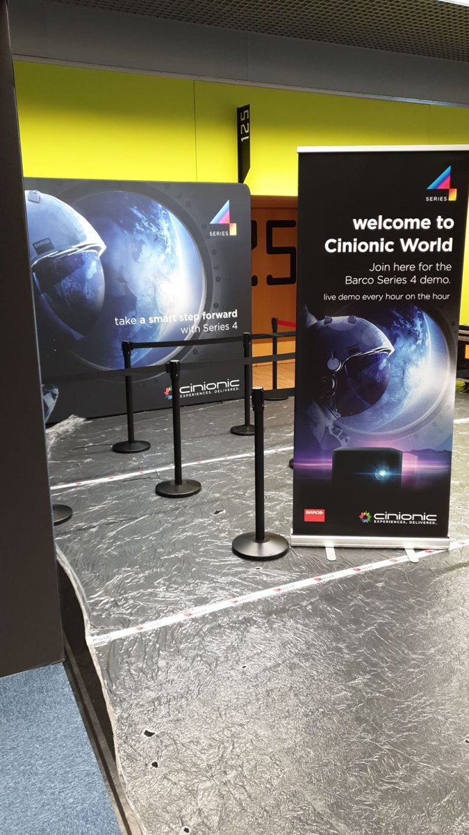 BarcoCinema's tweet photo. Heading straight to the finish line of all #CinionicWorld preparations 🏁 Can't wait to welcome you tomorrow @CineEuropeBCN! https://t.co/vfa9pqylXO