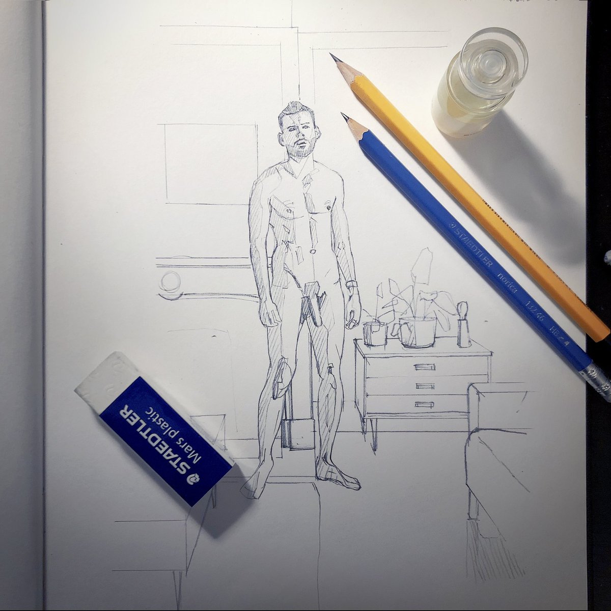 greasygnocchi's tweet photo. Again, continuing with the spirit of trying new things. Here is a progress sketch of @pieter_j an absolutely gorgeous musician from Belgium.
https://t.co/YN5SWVS1Fb

#workinprogress #graphitedrawing #queerart #graphitesketch #malebodybeauty #malemodel https://t.co/bRImfE3Z4s