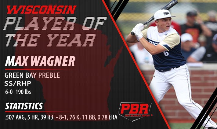 PrepBaseballWI's tweet photo. PBR Wisconsin POTY: Max Wagner 🏆

Wagner (@ClemsonBaseball commit) helped lift @preblebaseball1 to a fourth straight trip to state with his phenomenal work from the plate and on the mound, earning him our end-of-the-season award in the process.

STORY 📝: https://t.co/1s35vdjroy https://t.co/1wCM2IHQrv