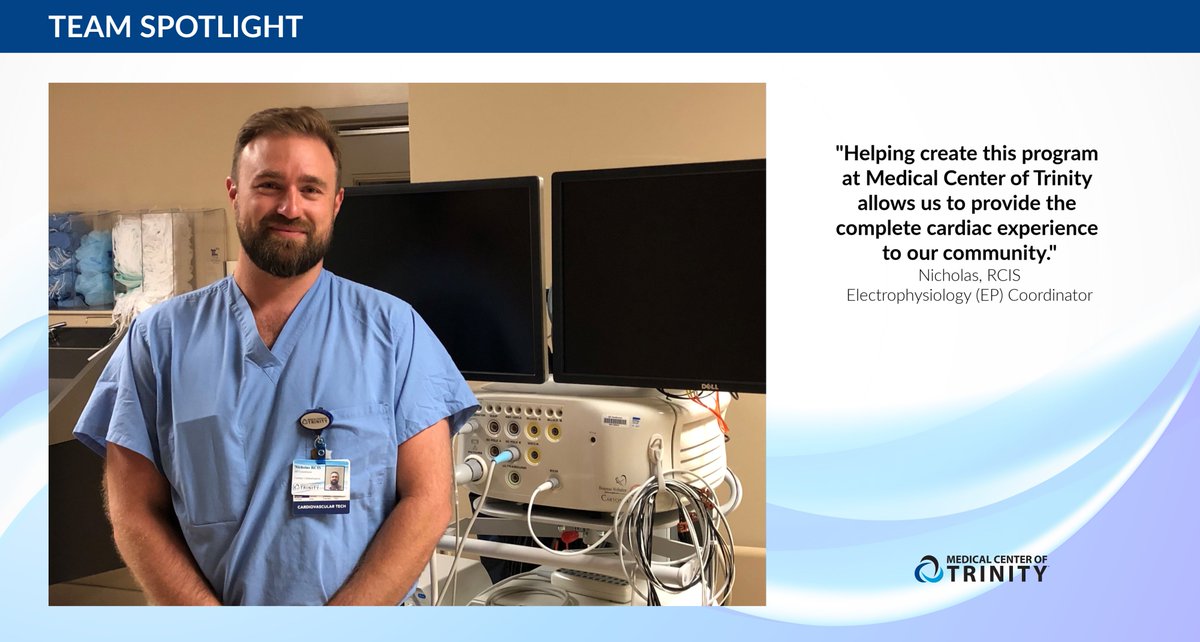 MedCtrOfTrinity's tweet image. "EP is new and evolving, always giving me the opportunity to think outside of the box.  Helping create this program allows us to provide the complete cardiac experience to our community." 
-Nicholas, RCIS, #Electrophysiology (EP) Coordinator bit.ly/2WjSIZb #TrinityFL