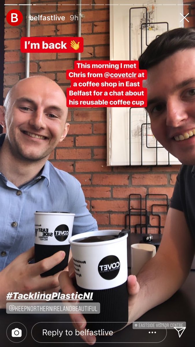 CovetCLR's tweet photo. Head over to the @BelfastLive Instagram and check out @chrisustain talking about the @CovetCLR cup as Ryan takes on  the @KeepNIBeautiful challenge! https://t.co/nL5xGXHFyC