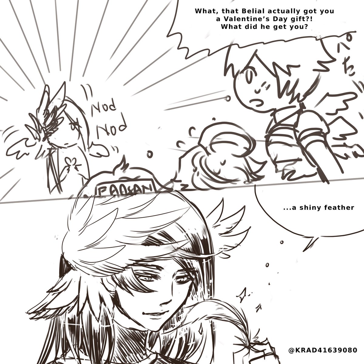 KRAD41639080's tweet photo. GBF Valentine’s Day pg1...
Draft n cleaned lineart.
I hate MediBang’s update on long tap for eyedrop tool—it kept changing my lineart colour😫! Wish they did undo this useless update, groan
#granblue #sariel #lucifer #sandalphon #faasan #グランブルー #グランブルーファンタジー https://t.co/aXsp5cJws8