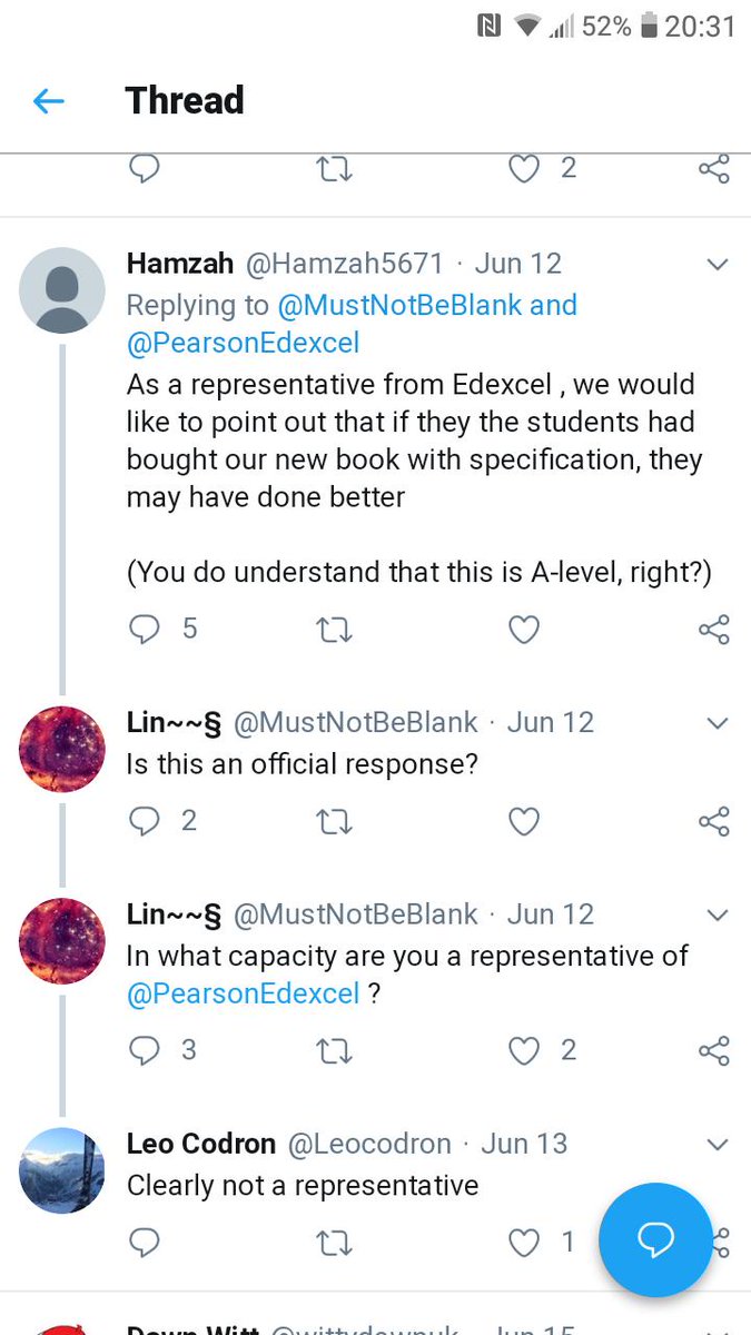 BannaMagda's tweet photo. @PearsonEdexcel 
Is this Hamzah person really associated with you? Incredulous if so at the insensitivity of this post and still waiting for reasonable response to paper 3 leak situation. Disgusted with lack of any real response so far. My child is in bits over this. https://t.co/xGlD3bfTUW