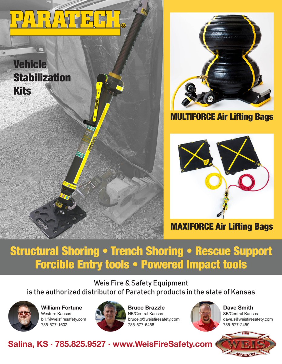 WeisFireSafety's tweet image. Weis Fire &amp;amp; Safety Equipment is the authorized distributor of Paratech products in the state of Kansas. 785-825-9527 #weisfiresafety #paratech #rescuetools #firstresponders #firefighter #firedepartment