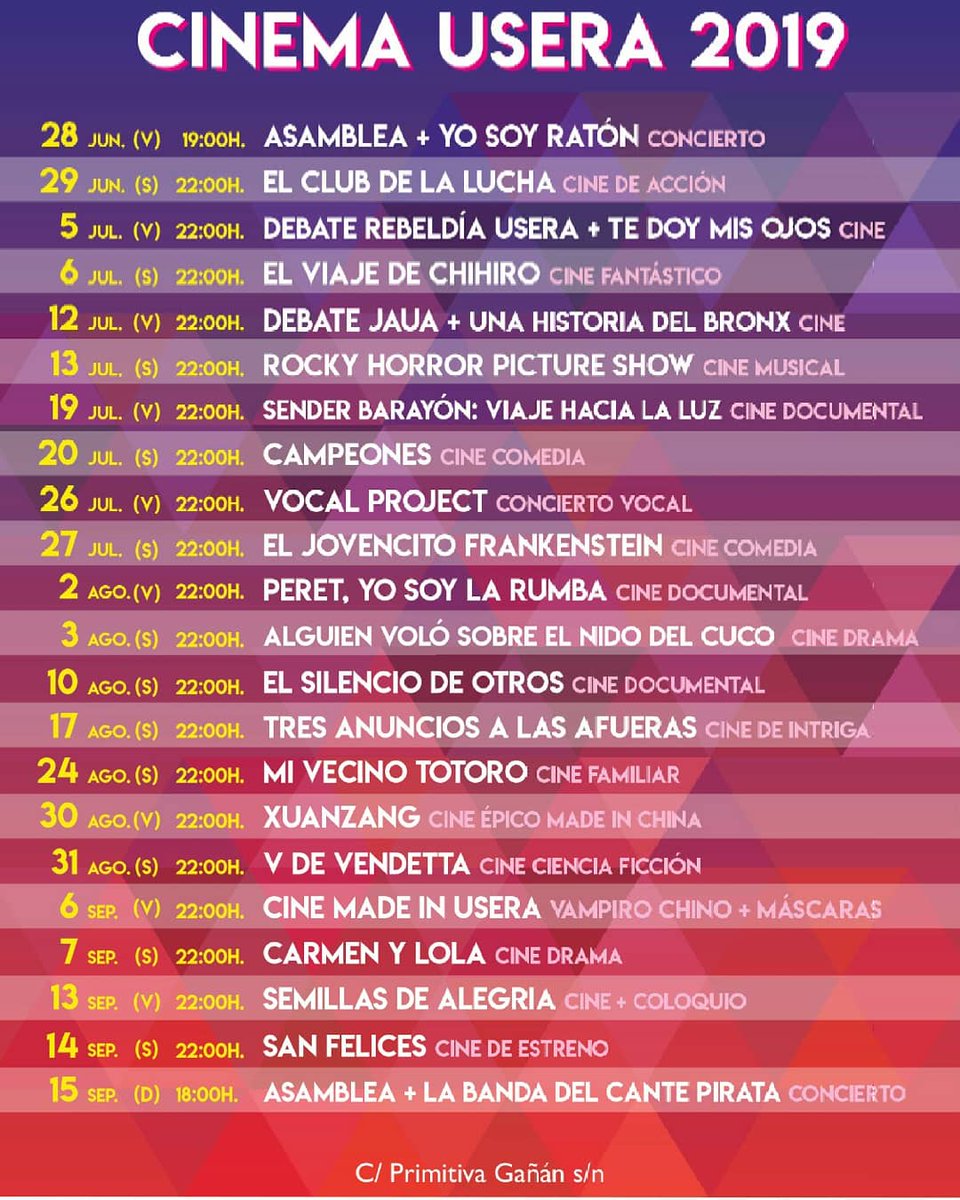 CinemaUsera's tweet photo. Gracias a tod@s l@s que habéis participado en la elección de las películas y resto de actividades.
Se aproxima un verano mágico!!!
https://t.co/zEnTGflVCT https://t.co/p7rNtu0yA5