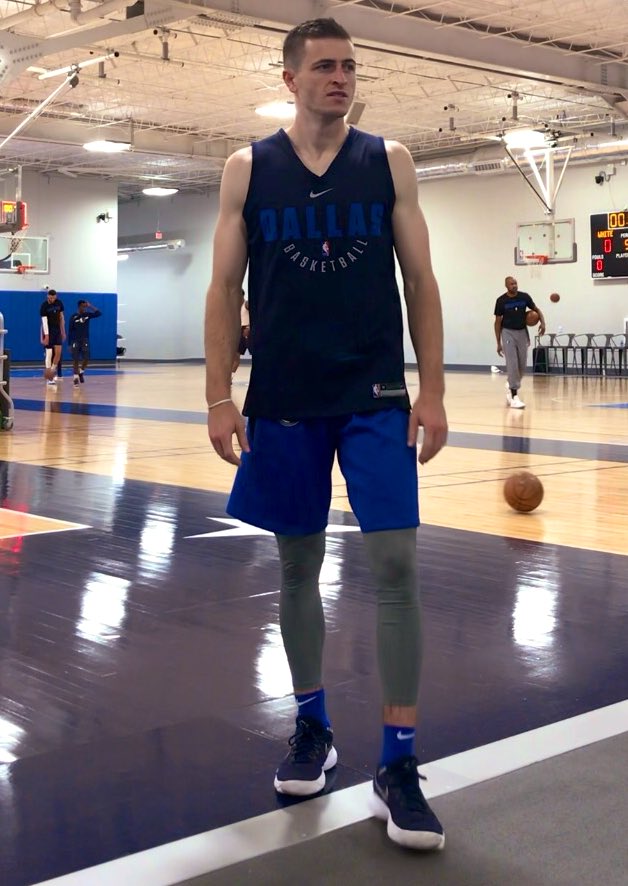 GW_MBB's tweet photo. On the comeback trail. Matt Hart ‘17 (@Matt_Hart0) is participating in the @dallasmavs mini camp this week. #RaiseHigher https://t.co/ZsbaKlCspt