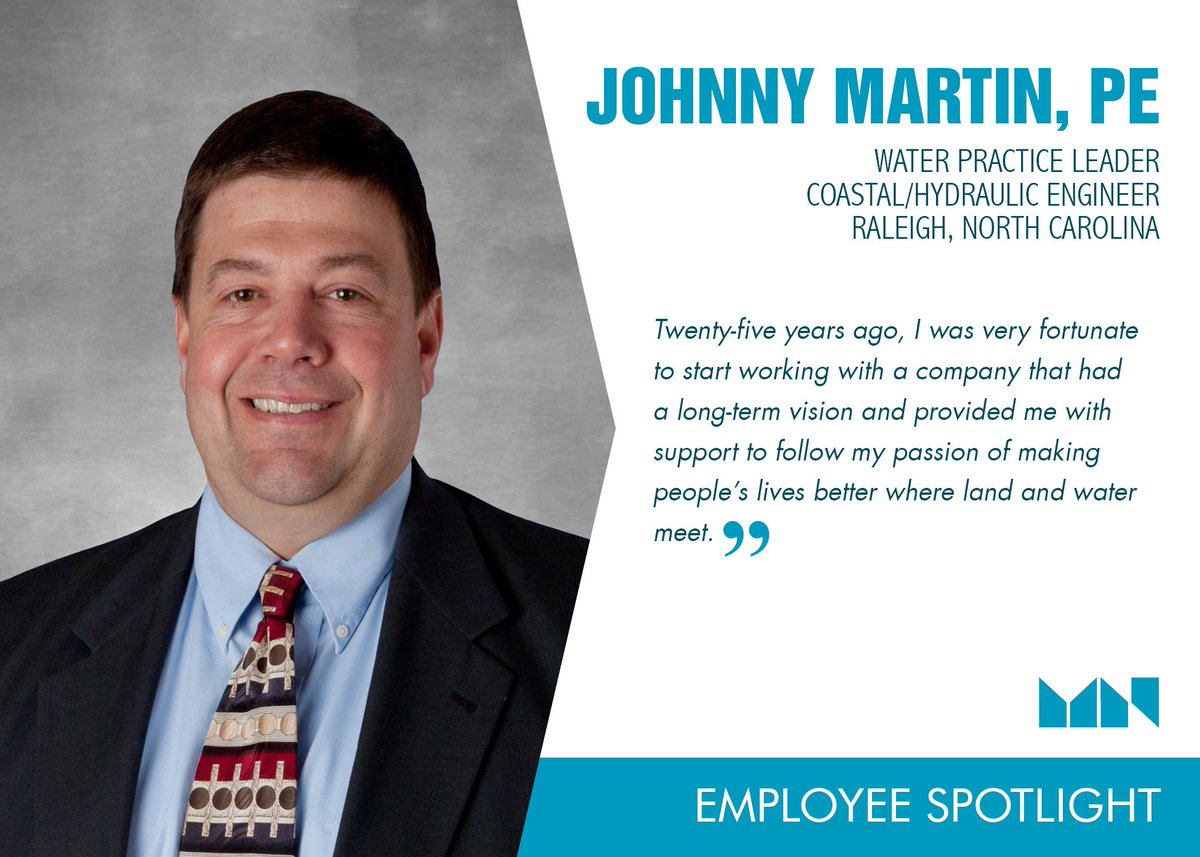 moffattnichol's tweet photo. Join us as we congratulate Johnny Martin, PE on 25 years of service. Johnny provides coastal and hydraulic engineering for projects ranging from beach renourishment to flood mitigation to large watershed studies. #CreativePeoplePracticalSolutions #ThisCouldBeYou #Engineers https://t.co/8xdLmlqNhl
