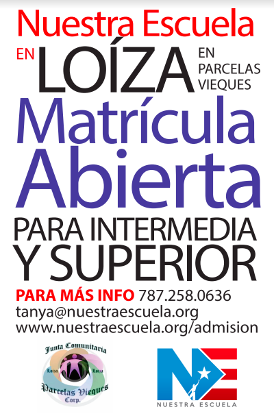 NuestraEscuela's tweet photo. Felices de anunciar matrícula abierta en Parcelas Vieques en Loíza. ¡Esperamos tu llamada! #nuestraescuela #todopomiestrella #educacionalternativa https://t.co/tX4a7CGvsU
