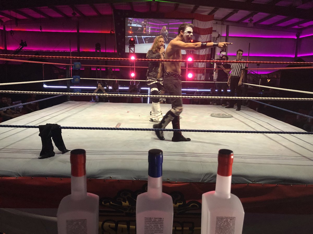 OGkevingill's tweet photo. View from the commentary table as @thebryanidol answers the challenge of #AlexMisery in a falls count anywhere match at @MIKEBUSEY ‘s #SausageCastleWrestling #PhotoByKG #KgOnCommentary 

Thanks to @touchvodka ! 🙏 https://t.co/ONO9TidPDi