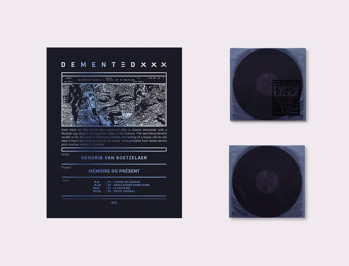 OUT NOW | DM3DXXX002 ⚫️

Hendrik van Boetzelaer (<a href="/Opuswerk/">Hendrik van Boetzelaer / Opuswerk</a>) - Mémoire du Présent
—
Vinyl &amp; Digital: bit.ly/HvB_MDP
— 
Tracklist
A1. L'Esprit de l'Écoute
A2. Modulations d’Amplitude
B1. Le Souvenir
B2. Sieste Juvénile
—
Graphic Design &amp; Art Direction: Arthur Naulot