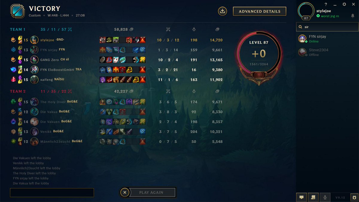 FYNeSports's tweet photo. We end our 2nd week @SummonersInnDE again with mixed feelings!

The german roster that is playing under the name of @TKAAUT in the 2. Div went even 1:1 VS Legion . 

After that the swiss roster won 2:0 VS @ BeG&amp;E in the 3. Div.  And is now absolut Rank 1 in their group! https://t.co/Z5nhRkrxcf