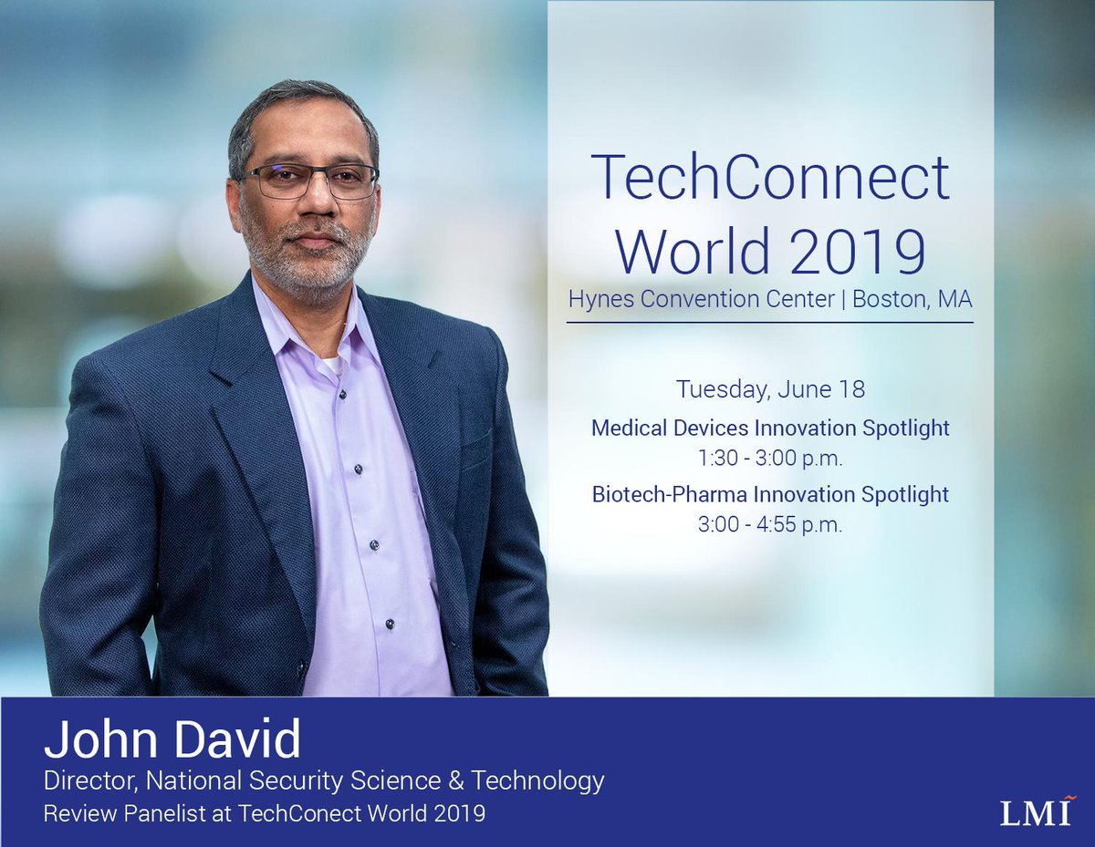 LMIsolutionscom's tweet image. Join LMI&apos;s John David tomorrow at #TechConnectWorld 2019! // #Techconnect19 #TechConnect