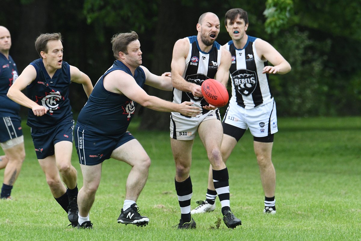 AflOntarioPhoto's tweet photo. The photos from the Round 4 game between the @RebelsAFC and the @centralbluesafc have been posted: https://t.co/Tvy00vZwuA https://t.co/P1kgIdTF8G