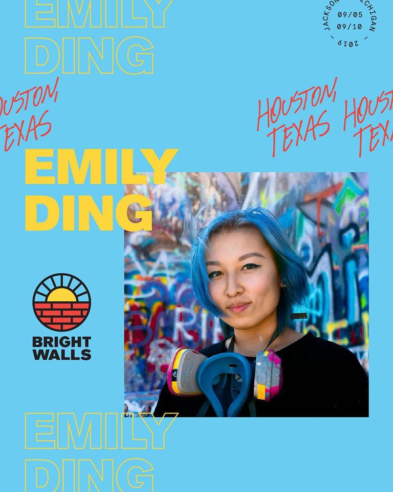 Bright_Walls's tweet photo. Artist Announcement📣: Emily Ding from #Houston draws inspo from flora, fauna &amp; human temperament. Her work is characterized by expressive animals &amp; figures, which come to life through bold color gradients &amp; a fluid, painterly style. 

#JacksonMI #StreetArt #MuralFestival #Murals https://t.co/TyyOE90PRb