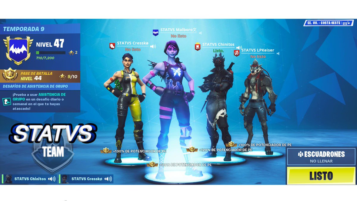 TeamSTATVS's tweet photo. Nuestro primer Escuadrón oficial #Fortnite #FortniteTeam #TeamSTATVS #FortniteMexico #Fortnitelatonamerica @SeduK_ (malboro) @__luckpetblack_ @davidpv46 ! VAMOS ! https://t.co/xYpy1vqzbU