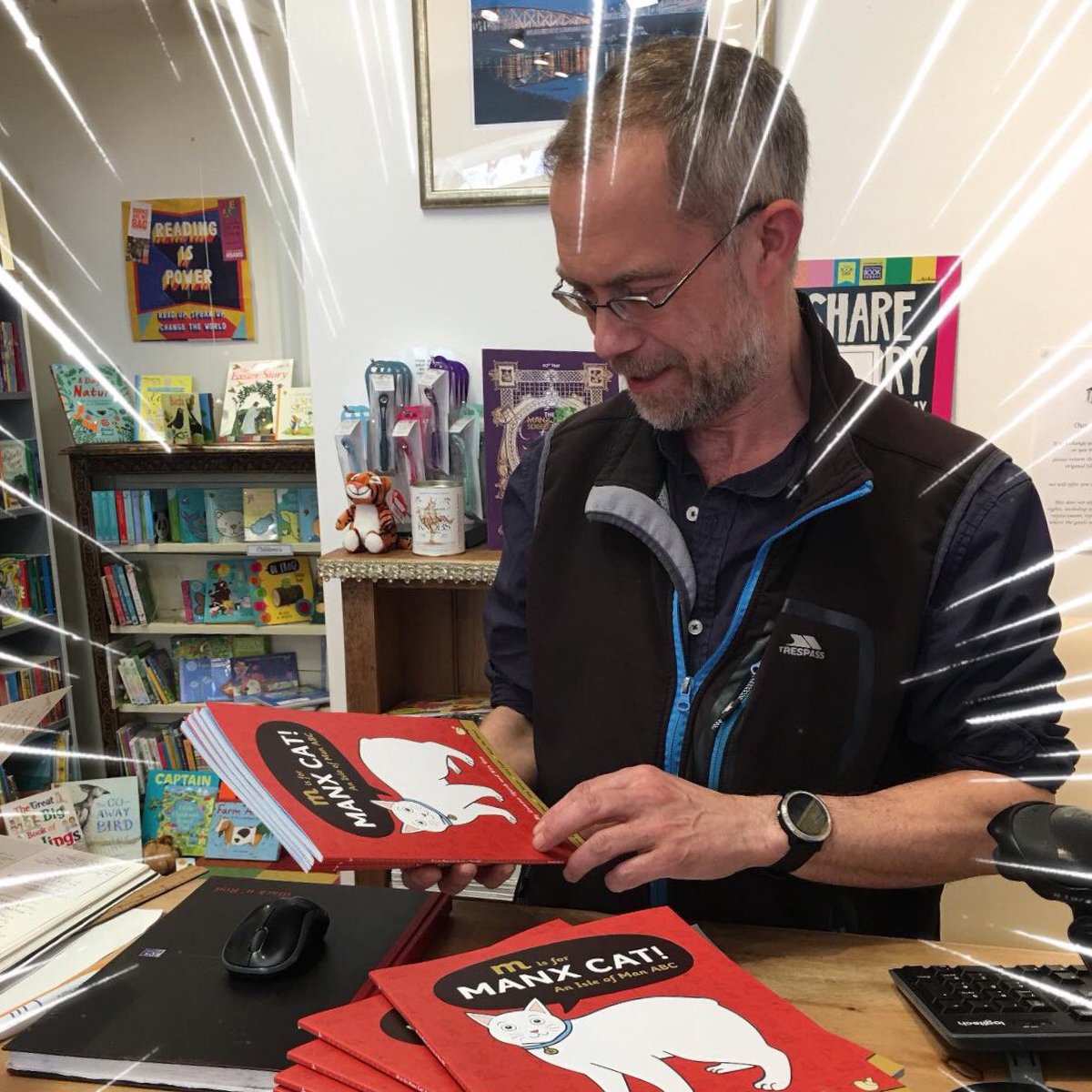 isleofmanabc's tweet photo. It’s looking good @BookshopIOM &amp; I spy a few familiar items!

There’s nothing like browsing (and buying!) in your local bookshop - especially if it’s a book, poster, gift wrap and greetings card from @isleofmanabc 😹

#independentbooksellersweek #indiebookshopweek https://t.co/O7CW7cBxjq