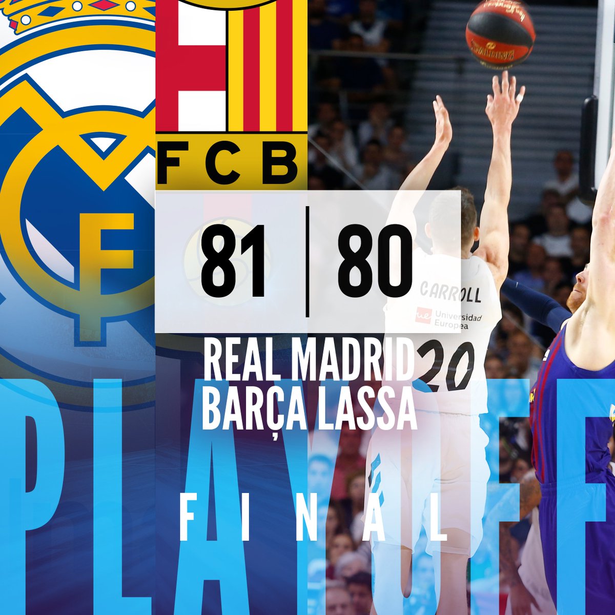 ACBCOM's tweet photo. .@JayceeCarroll LE DA LA VICTORIA @RMBaloncesto (81-80).
#PlayoffLigaEndesa https://t.co/APkUzho3ga