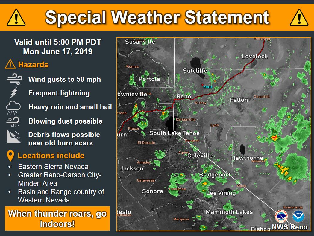 Nws Reno On Twitter Thunderstorms Are Developing Over The Sierra Nevada And Western Nevada This Afternoon With Storms Developing Now Is The Time To Seek A Safe Sturdy Shelter Indoors Or In