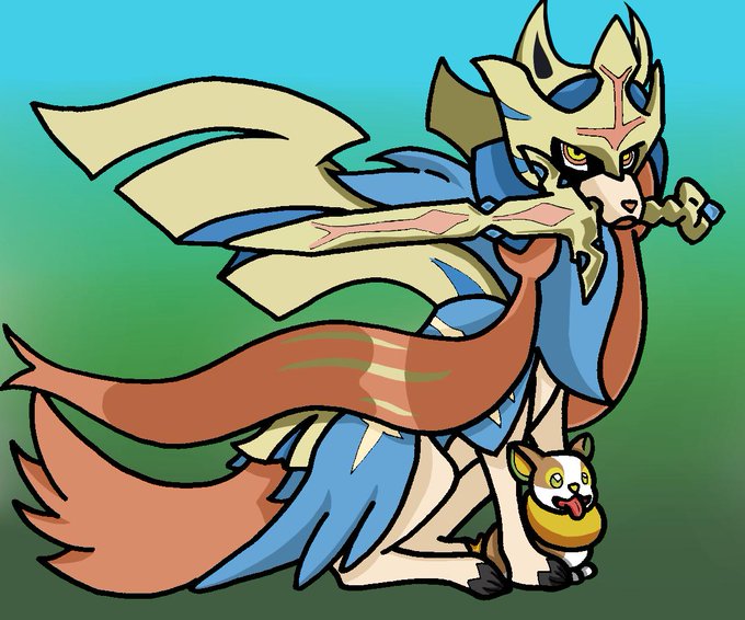 zacian and zacian (pokemon) drawn by hftran1203