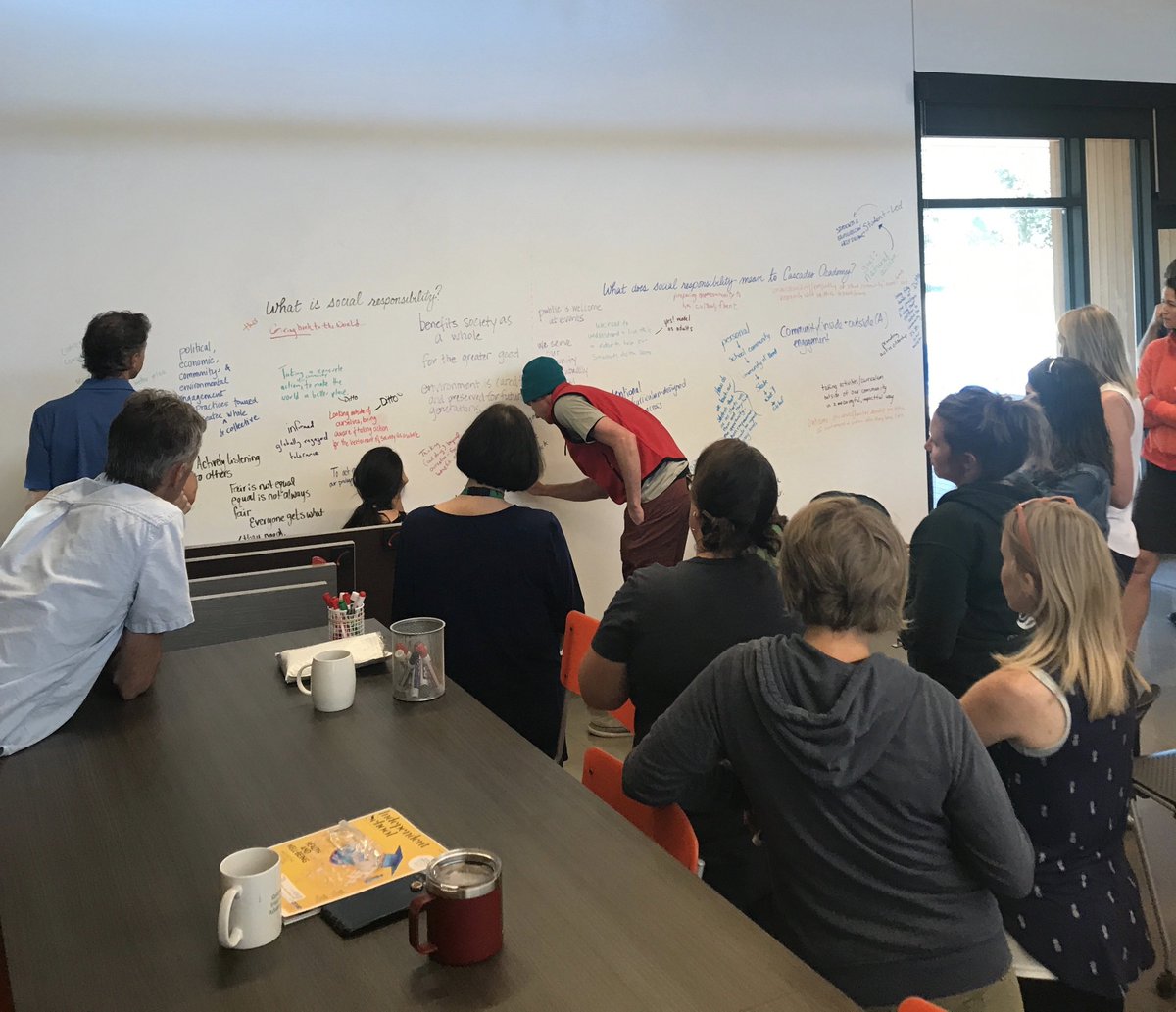 It’s finally summer, but teachers haven’t quite checked out yet! We are tackling some big ideas this morning, like “What does social responsibility mean to Cascades Academy?” Good things to come for next year!  #summer #socialresponsibility #lifelonglearners