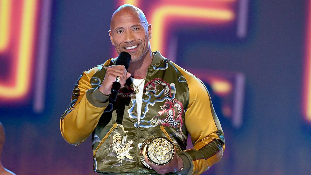 THR's tweet image. "The most powerful thing that we can be is ourselves." 2019 MTV Generation Award Honoree, Dwayne "@therock" Johnson! #MTVAwards