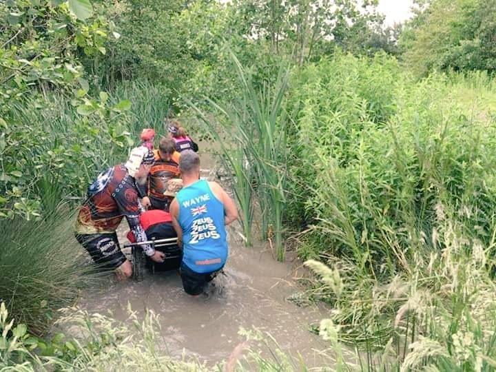 benwimbushSCORD's tweet photo. @ZeusRaces my @RGKWheelchairs operates fine in3foot of muddy water as does #TeamBen once they get over the water at a certain level I can't feel temperature of the water. Thanks to @Hazel2502 #bbangs i was sporting a dry suit so all in i had the easist ride literally #20isplenty https://t.co/2SfS6HAemH